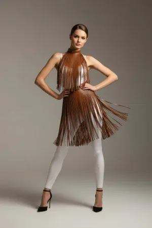 Brown Skirt Tassel Detailed Skirt High Waist Skirt - APFT997