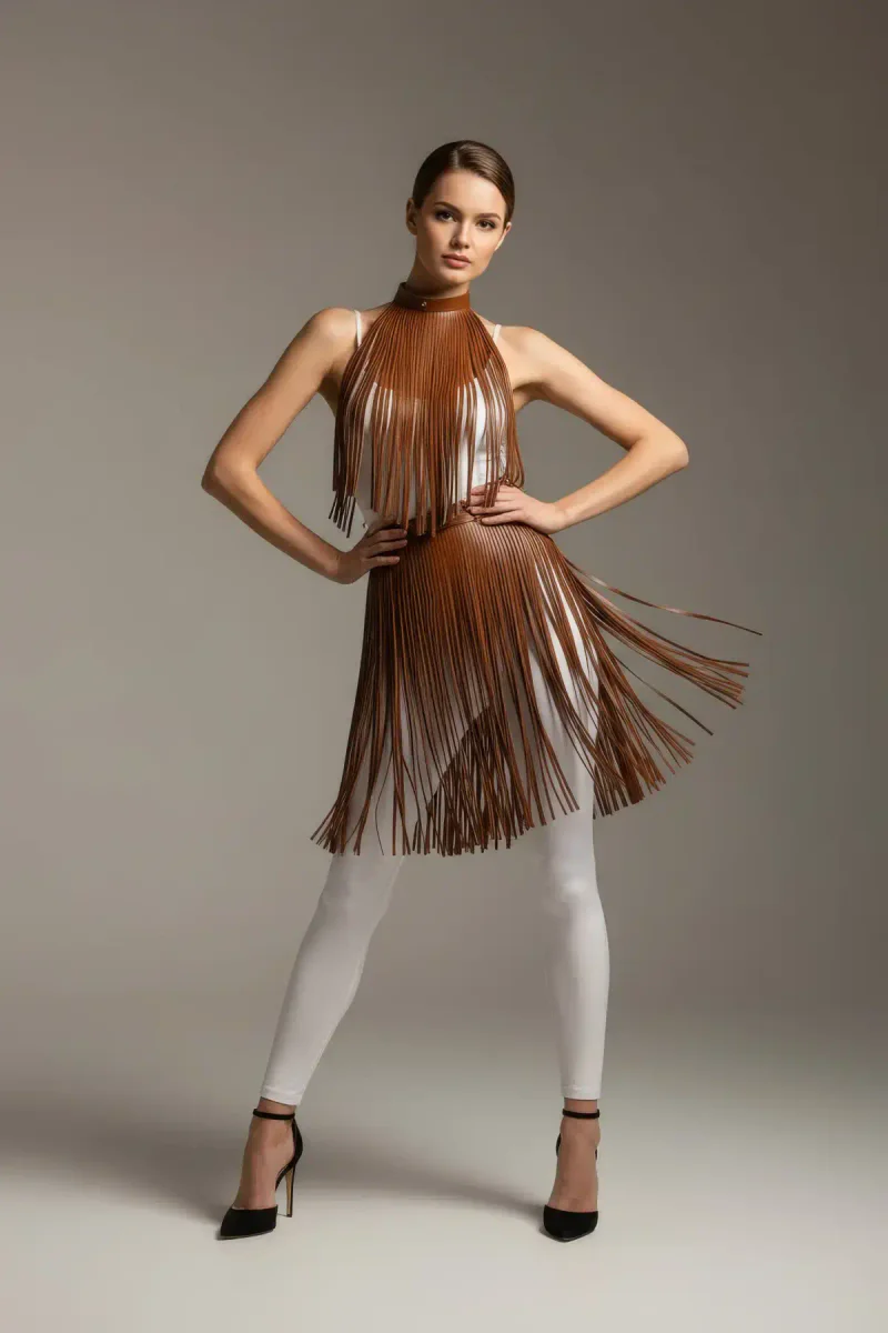 Brown Skirt Tassel Detailed Skirt High Waist Skirt - APFT997