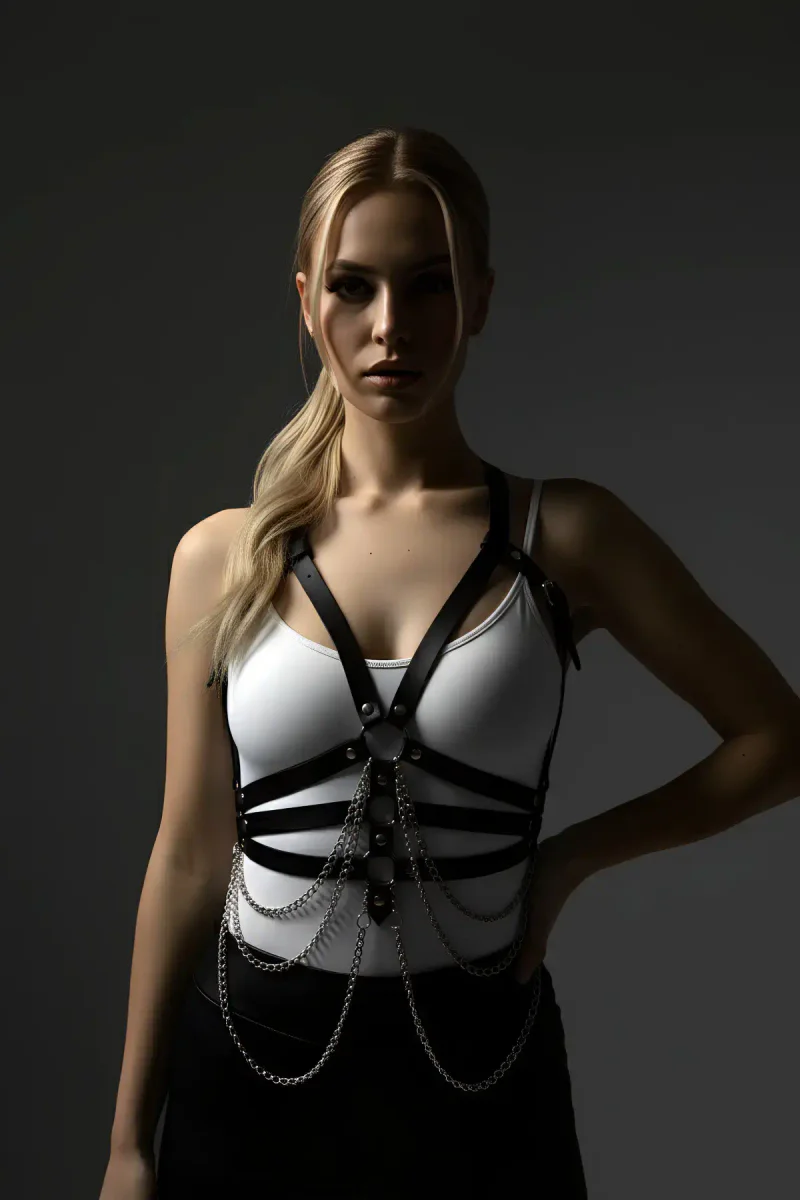 Black Women's Belt Chain Body Link Accessory - APFT9