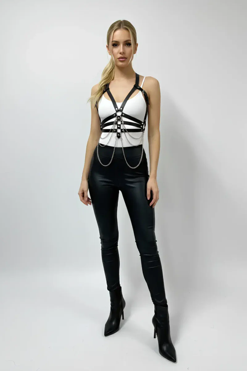 Black Women's Belt Chain Body Link Accessory - APFT9
