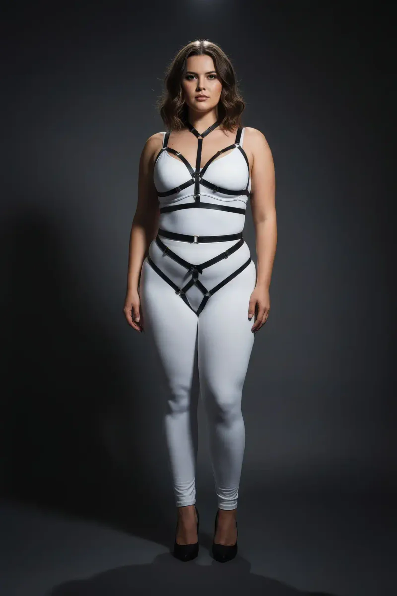 Plus size body harness set side profile for