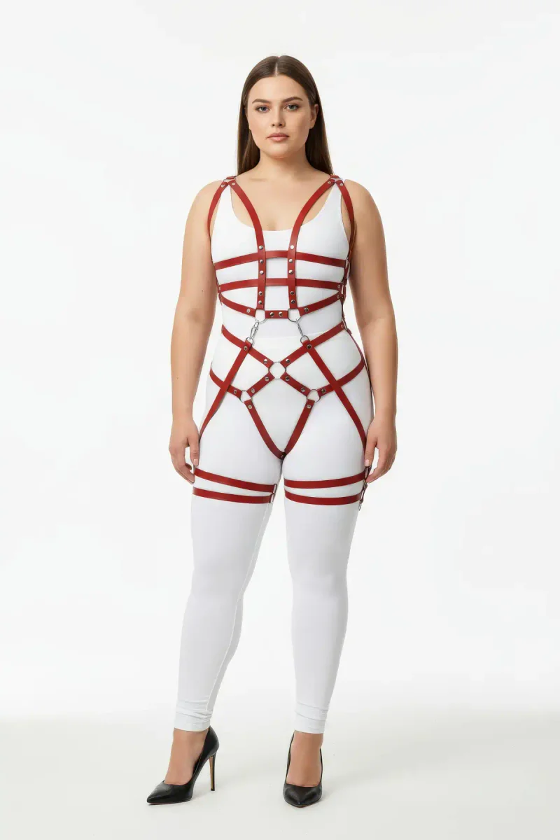 Claret Red Faux Leather Harness