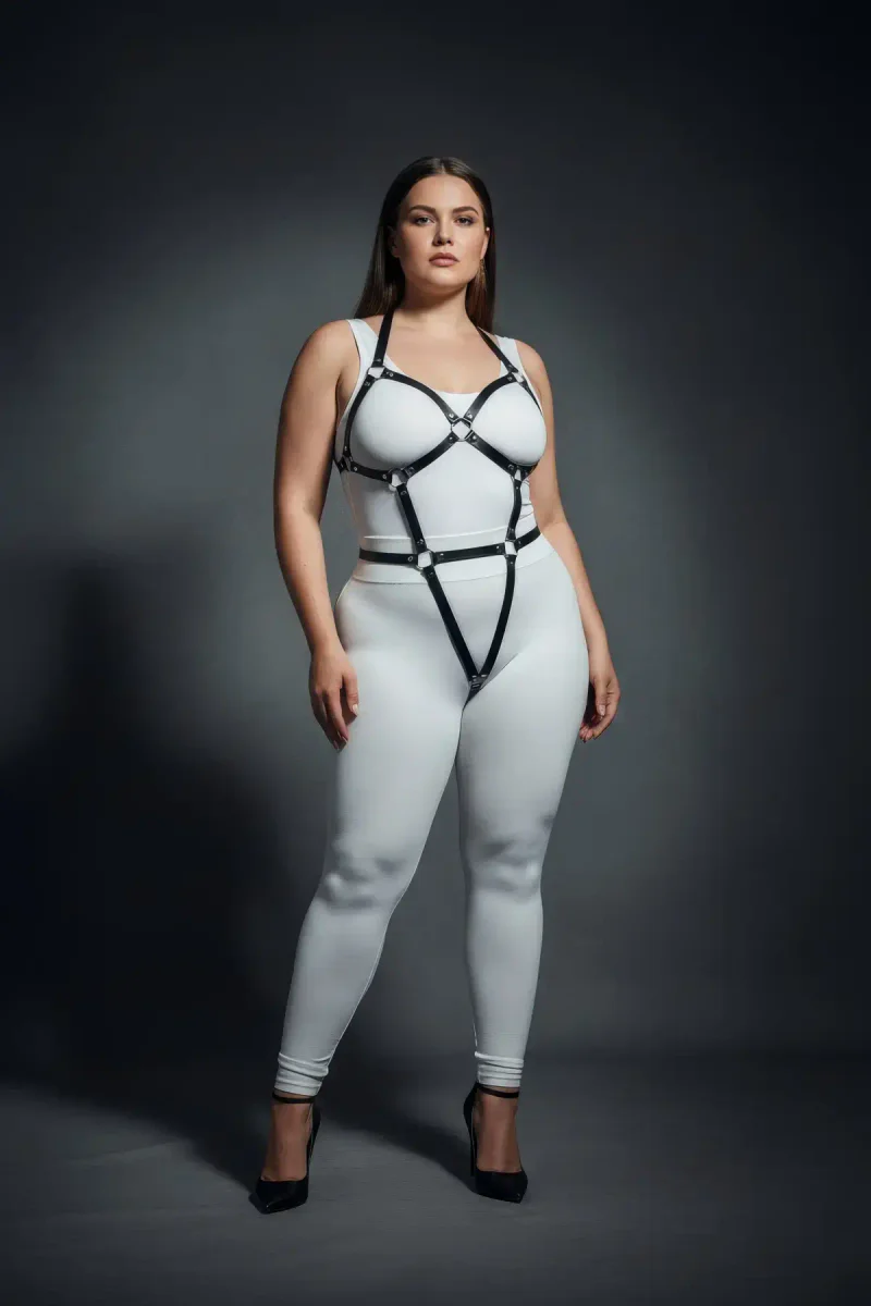 Plus Size Full Body Leather Harness with Adjustable Straps