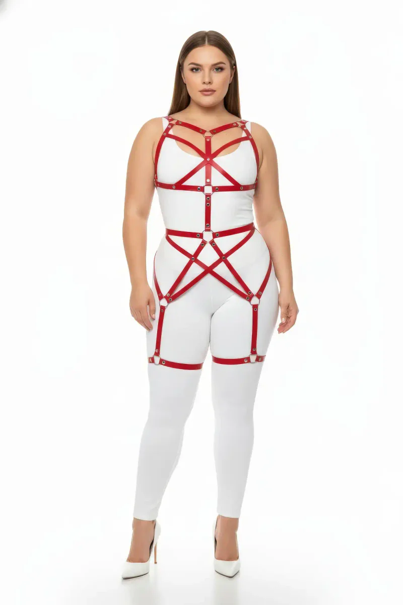 Plus Size Full Body Harness – Adjustable Red Strap Accessory