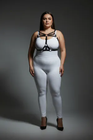 Plus Size Black Women's Harness Set Sexy Body Accessory with Ring Detail - APFT1053