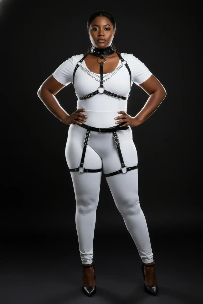 Faux Leather Harness Set Side View with