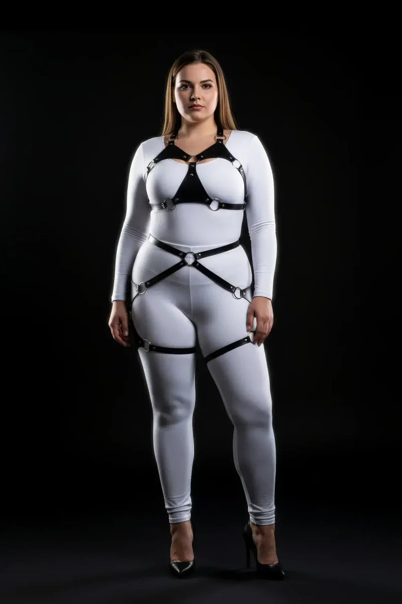 Vegan Leather Full Body Harness Waist and Th