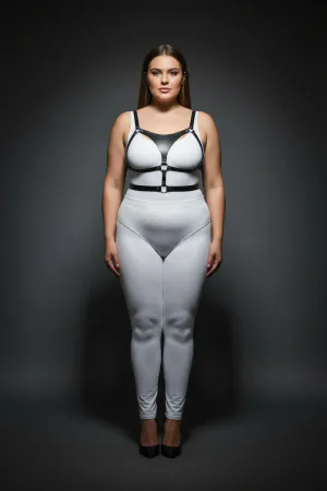 Plus Size Black Women's Harness Suit Adjustable Leather Combination Accessory - APFT1388