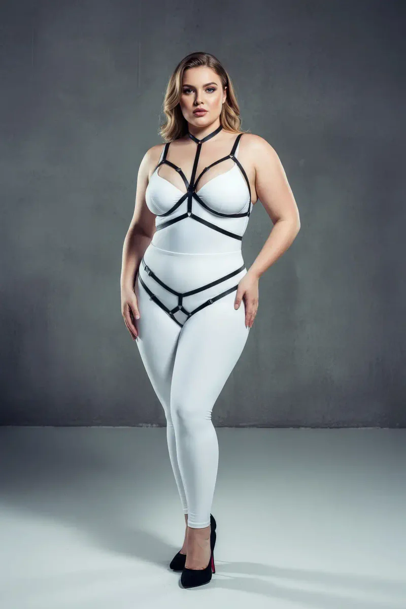 Black Elastic Full Body Harness Women Adjustable Straps