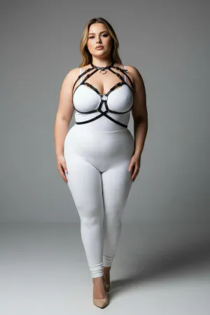 Plus Size Black Women's Harness Set with Ring Detail Clothing Accessories - APFT330