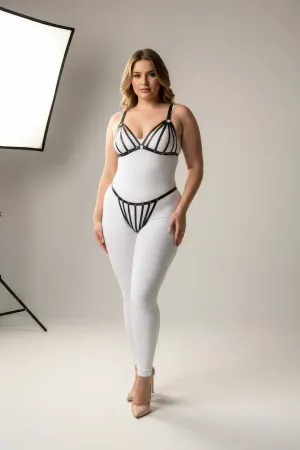 Plus Size Black Women's Harness Suit Elastic Fancy Accessory - APFT555