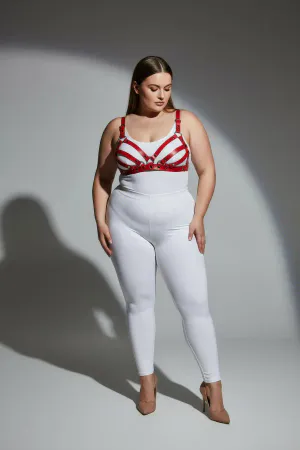 Plus Size Red Women's Leather Bra Harness Set Stylish Fancy Accessory - APFT733