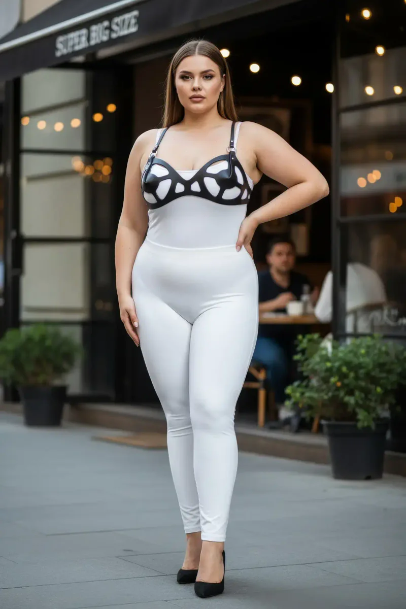 Black Faux Leather Cage Bra Harness