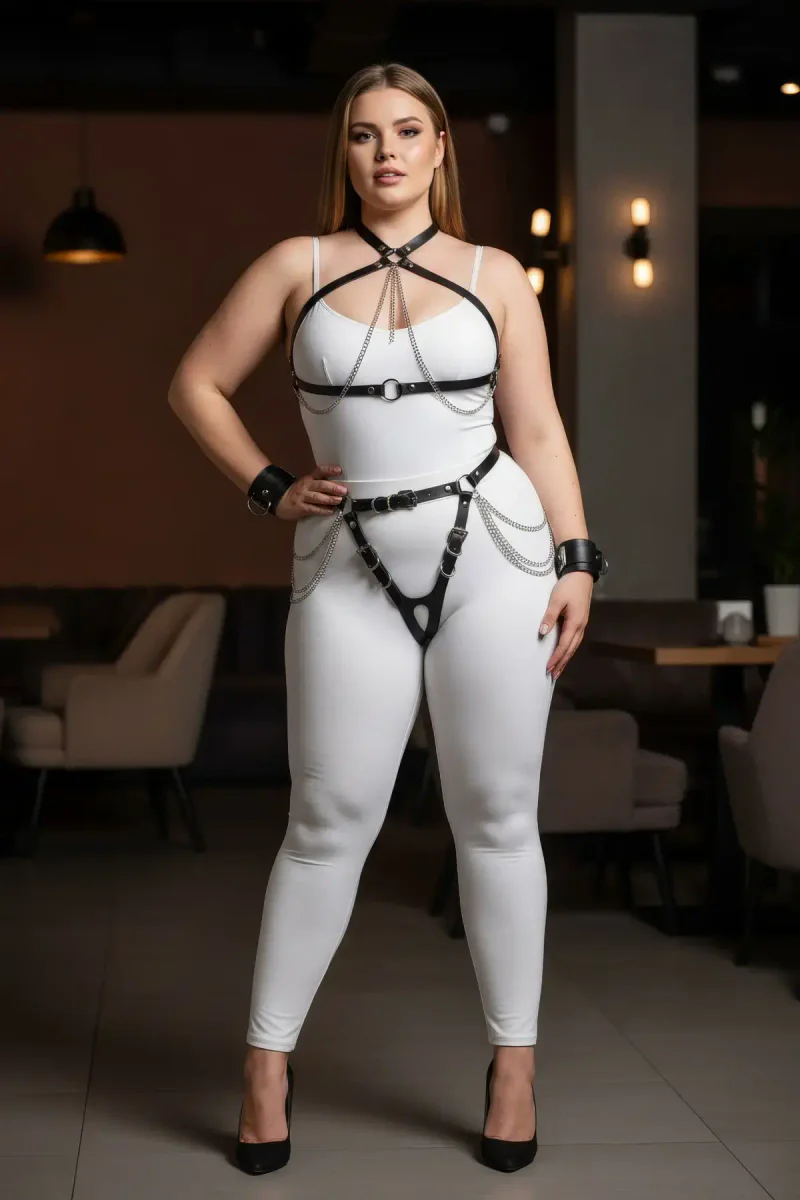 Black Harness Set with Garter Straps