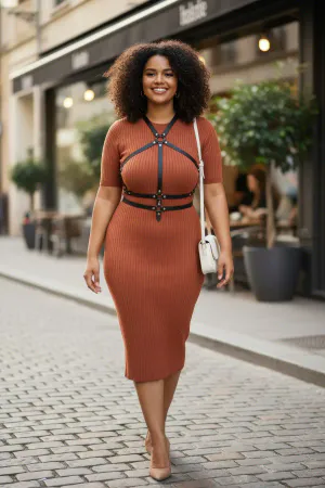 Plus Size Black Women's Belt Iconic Leather Body Accessory - APFT30