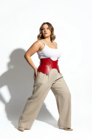 Plus Size Red Women's Corset Belt Waist Shaper Wide Design - APFT619