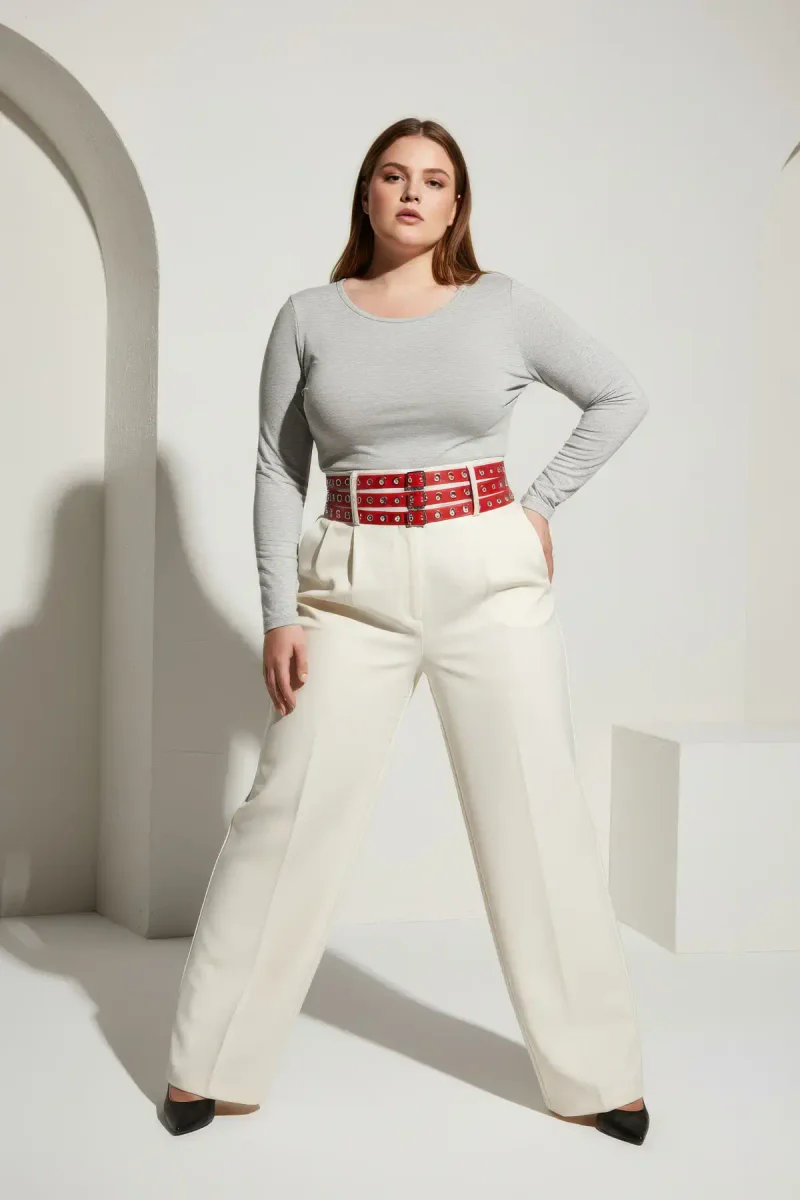 Red Vegan Leather Waist Harness Front