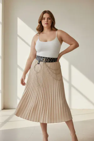 Plus Size Black Women's Belt with Chain and Ring Detail Complementing the Combination - APFT731