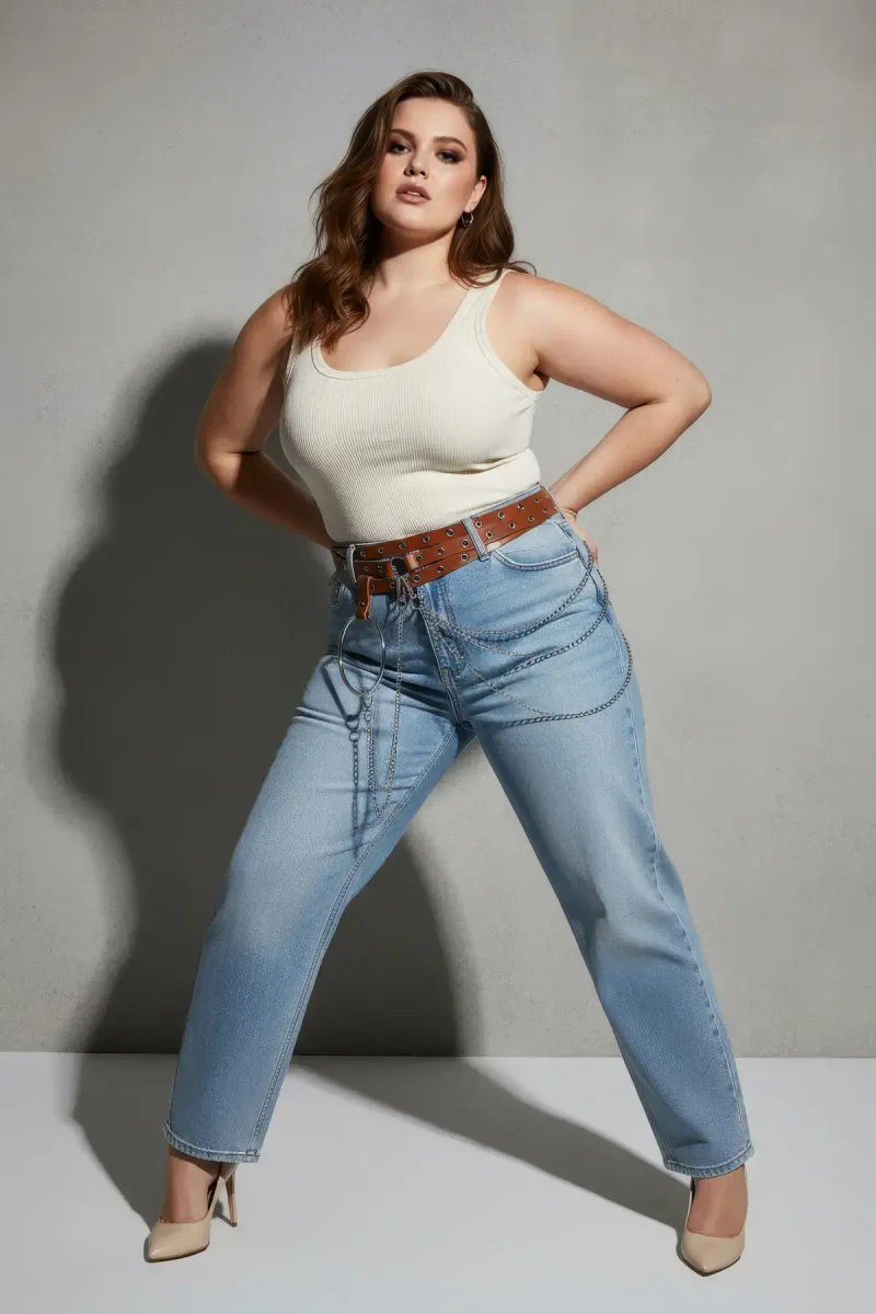 O-Ring Chain Belt Tan Vegan