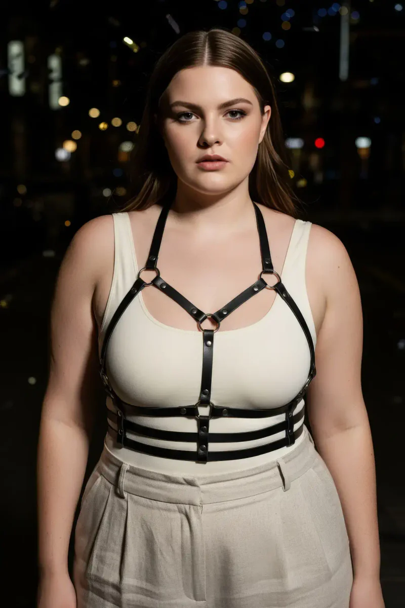 Fashion Caged Harness worn over casual