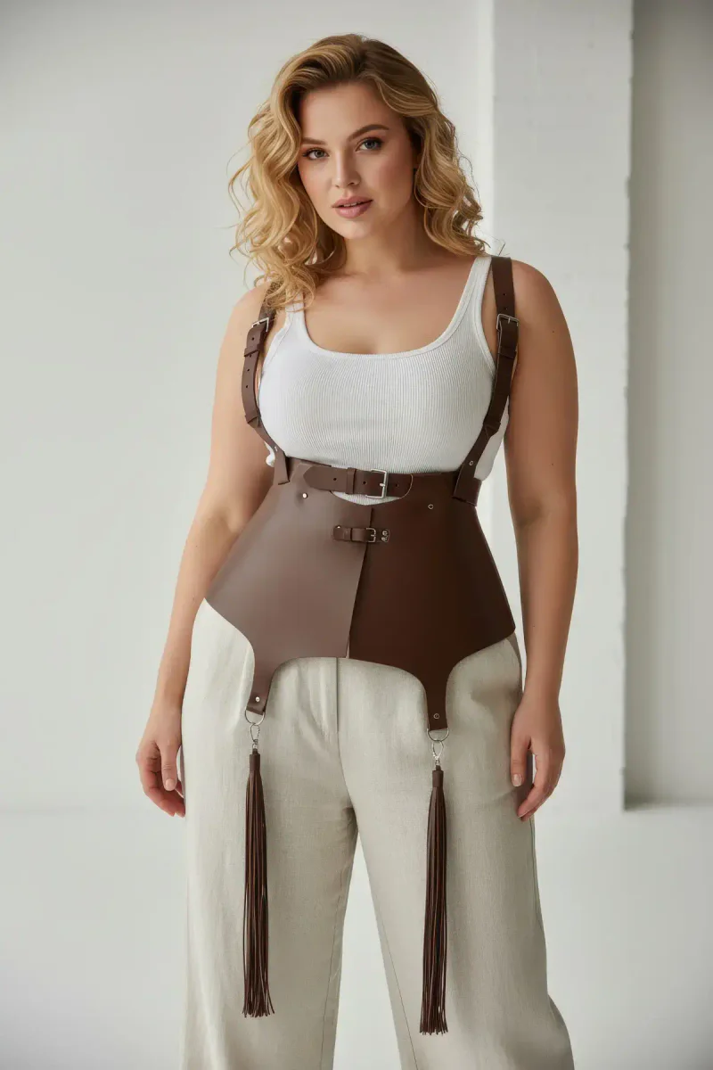 Corset style body harness back view