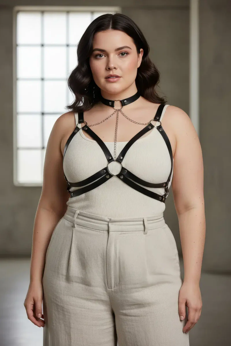 Faux Leather Choker Harness