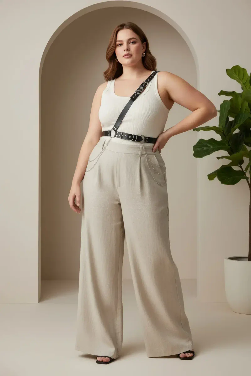 Black vegan leather shoulder harness waist belt