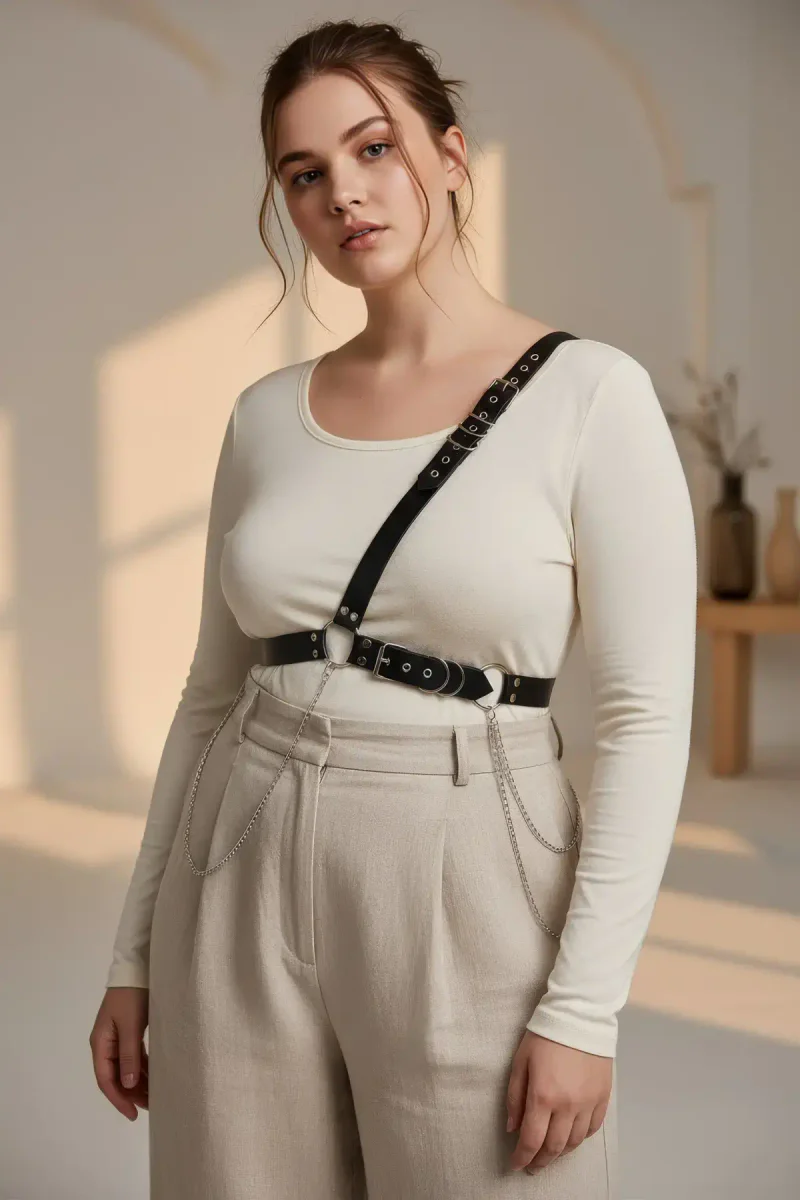 Faux leather asymmetric body