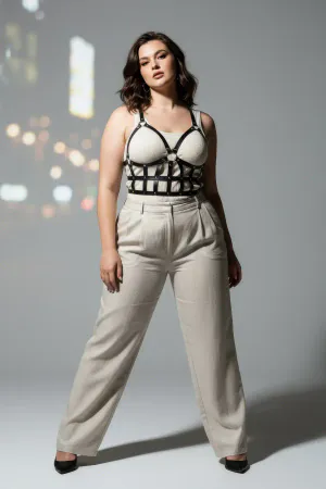 Plus Size Black Women's Belt Leather Body Harness Combination Complement - APFT819