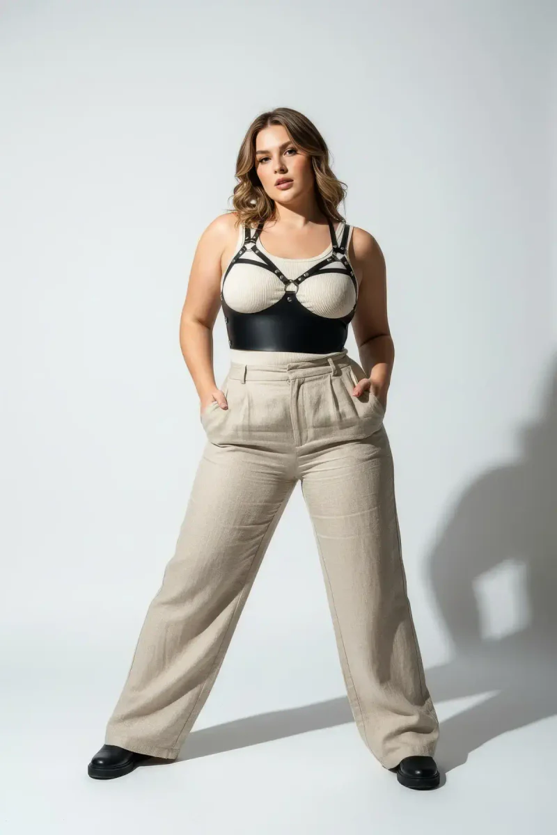 Black Underbust Harness Style Over Tank Top