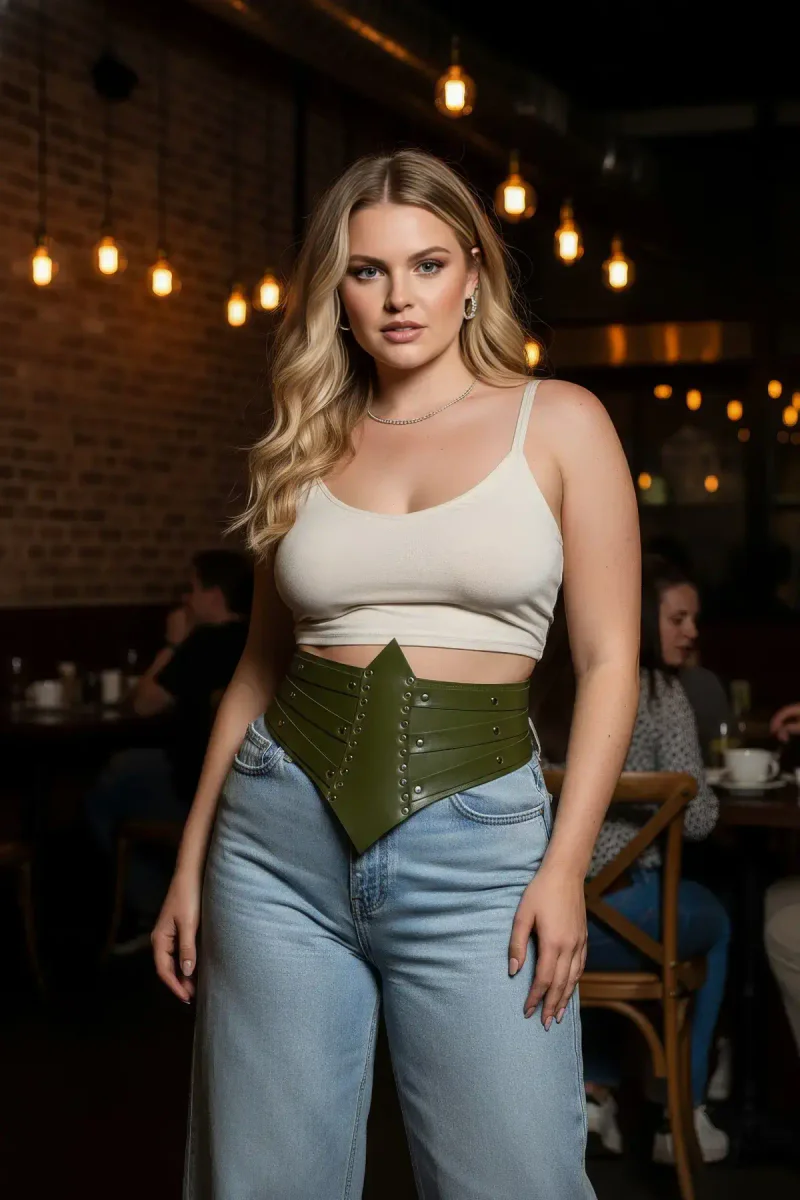 Vegan Leather Waspie Styled Outfit Street Fashion