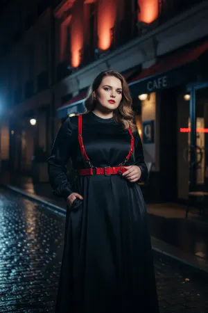 Plus Size Red Women's Leather Suspender Garter Belt Combination Complement - APFT934