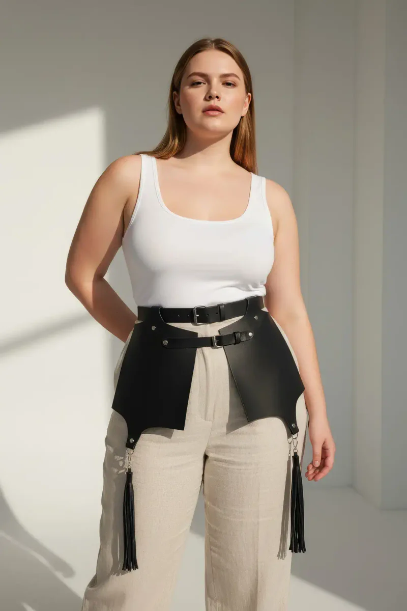 Faux Leather Waist Harness front view