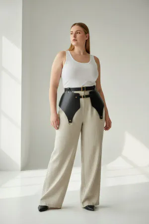 Plus Size Black Women's Belt Corset Style Gold Buckle Combination Complement - APFT1119