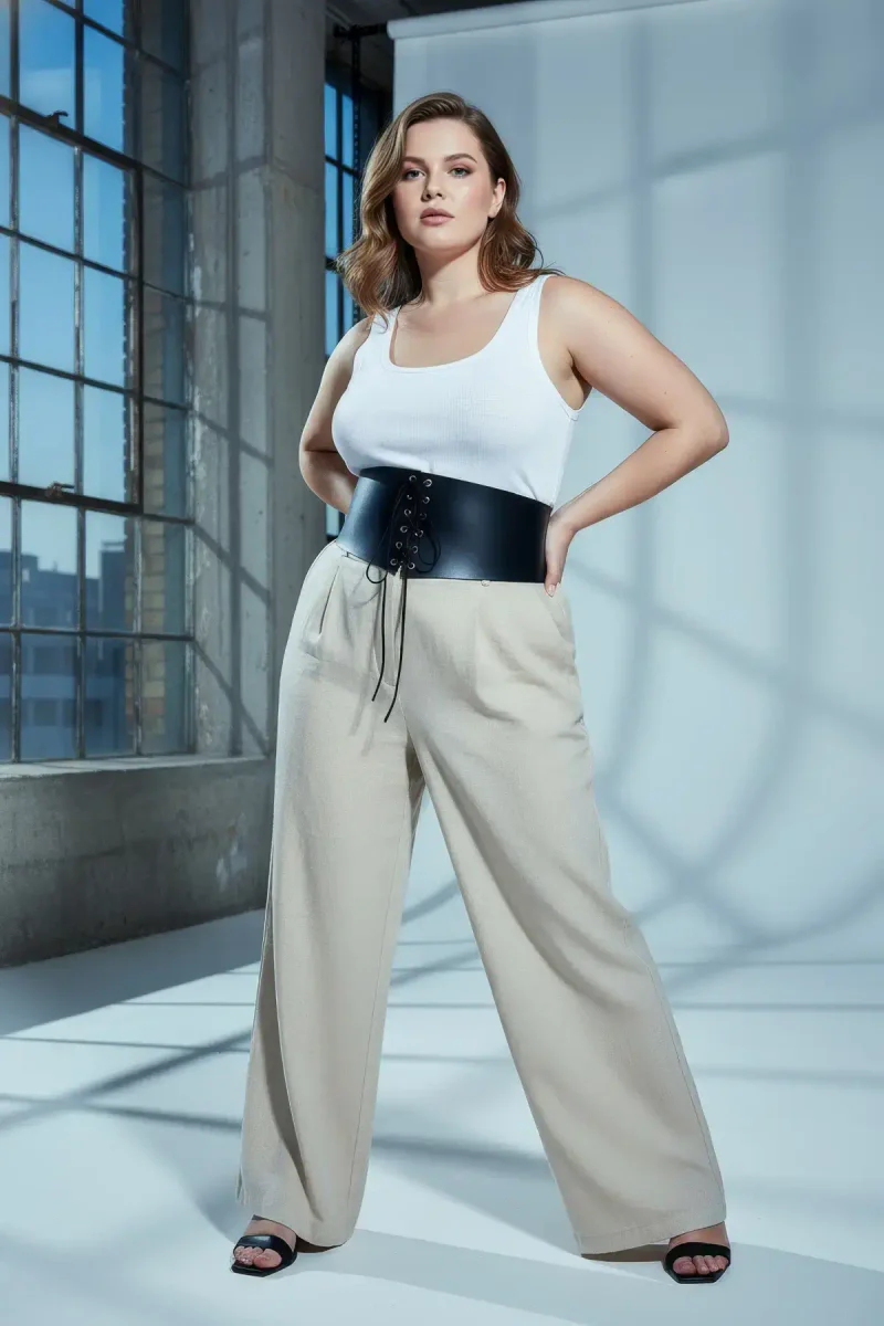 Plus Size Faux Leather Waist