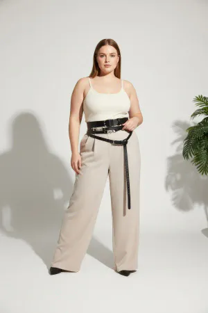 Plus Size Black Women's Belt with Corset Look Multi-Layered Buckle - APFT1129