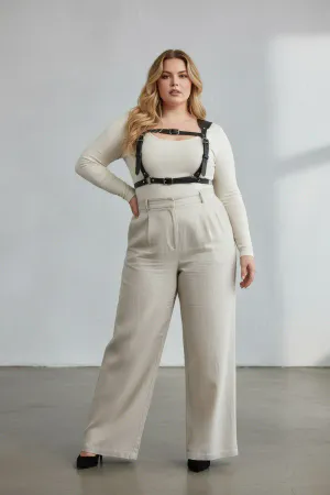 Plus Size Black Women's Belt Corset Style Leather Body Accessory - APFT1269