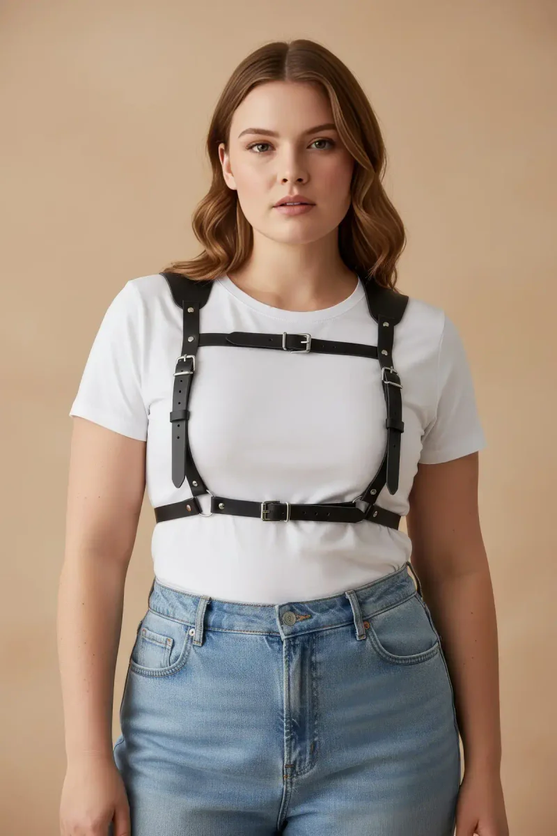 Plus Size Caged Chest Harness Outfit