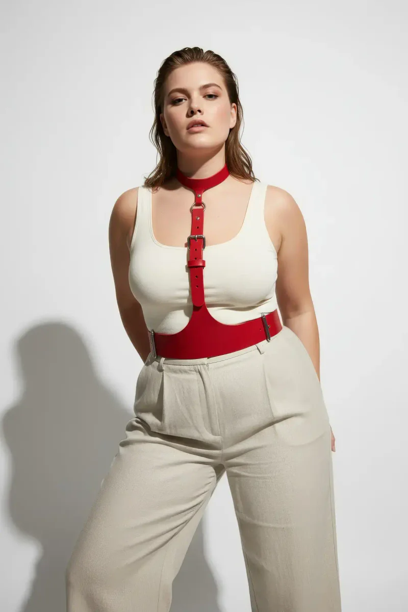 Fashion Harness Outfit Red Underbust Choker