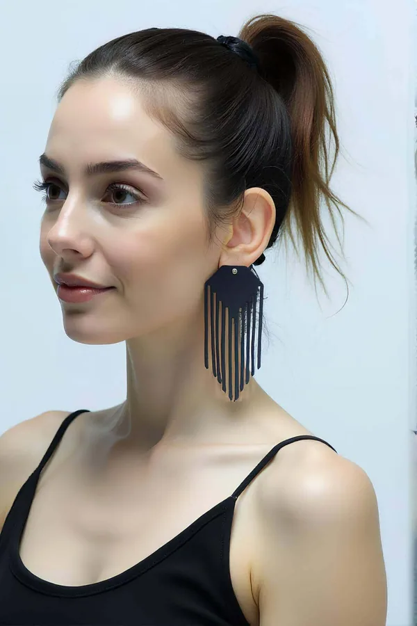 Orecchini statement a magazzino all'ingrosso, Geometric Fringe Earrings