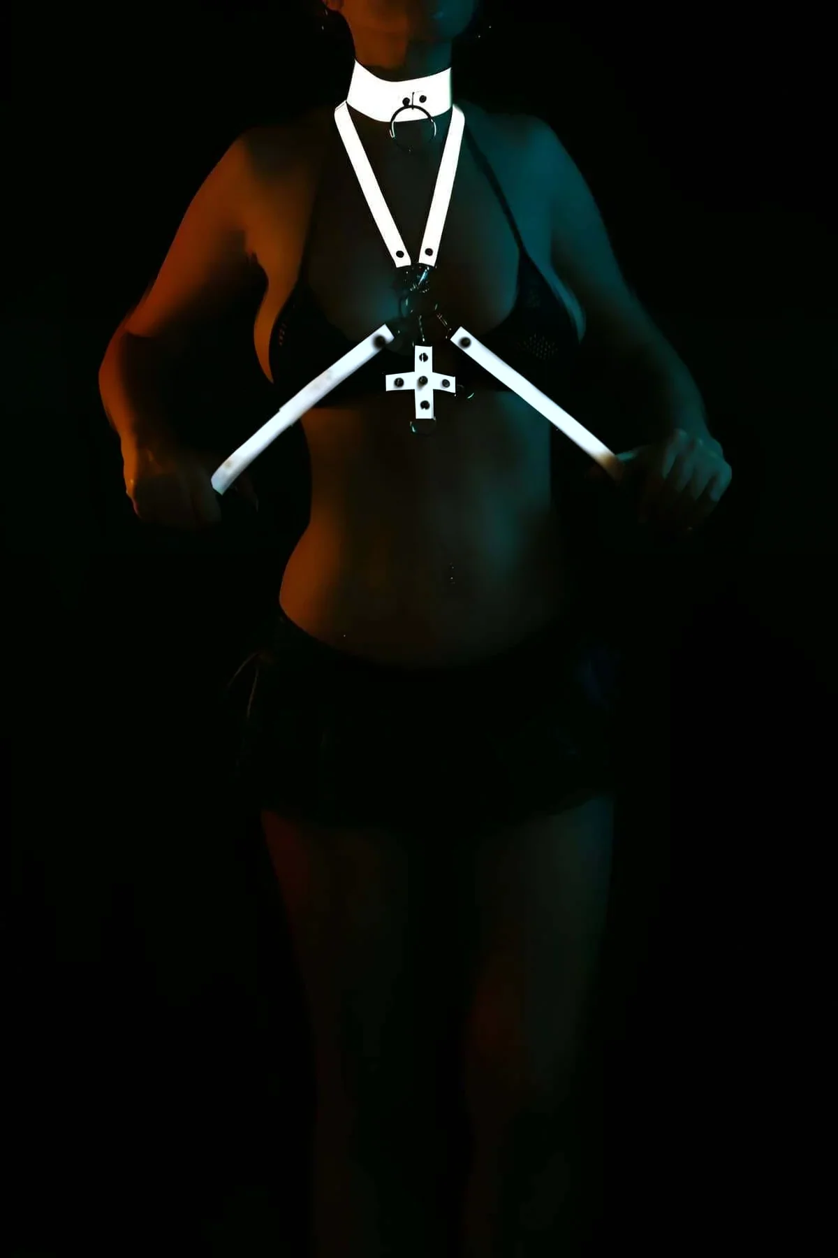 Reflective Body Harness with Choker and Adjustable Straps
