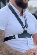 Men's Leather Belt - Adjustable Black & Red Stylish Shirt Accessory, Sizes S-5XL