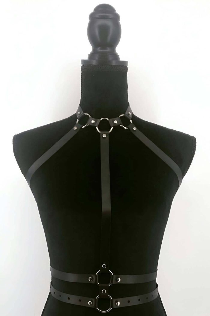 Leather Harness - Stylish Body Harness with Adjustable Waist & Leather Collar - Image 3