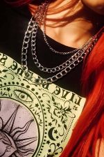 Chain Choker Necklace - Adjustable Back Tie Collar | Black & Red Fashion Accessory