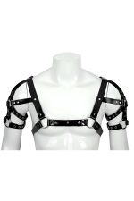 Leather Men's Harness – Adjustable Shoulder Strap Harness with Arm Detail for Clubwear