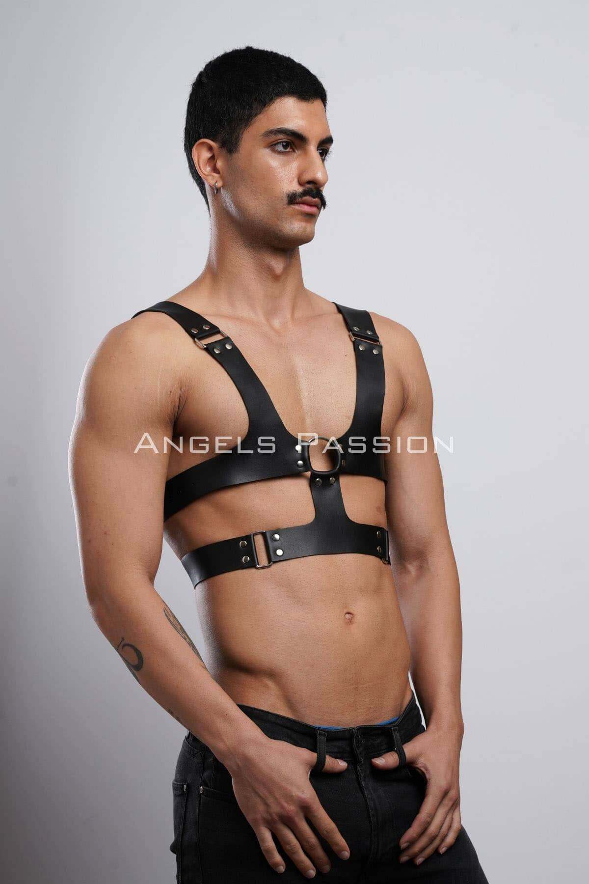 Angels Passion - 5 Men's Leather Belt - Adjustable Black & Red Casual Leather Belts Over T-Shirt Style - Image 4