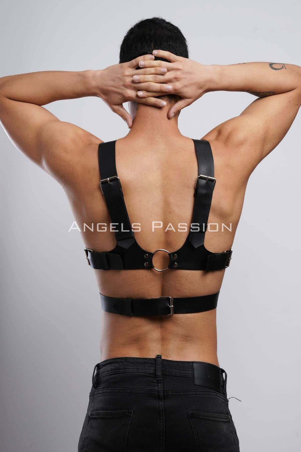 Angels Passion - 8 Men's Leather Belt - Adjustable Black & Red Casual Leather Belts Over T-Shirt Style - Image 7
