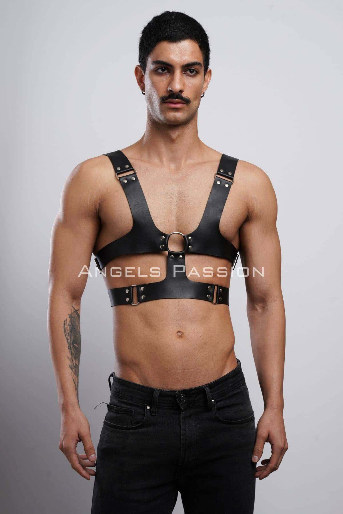 Angels Passion - 3 Men's Leather Belt - Adjustable Black & Red Casual Leather Belts Over T-Shirt Style - Image 2