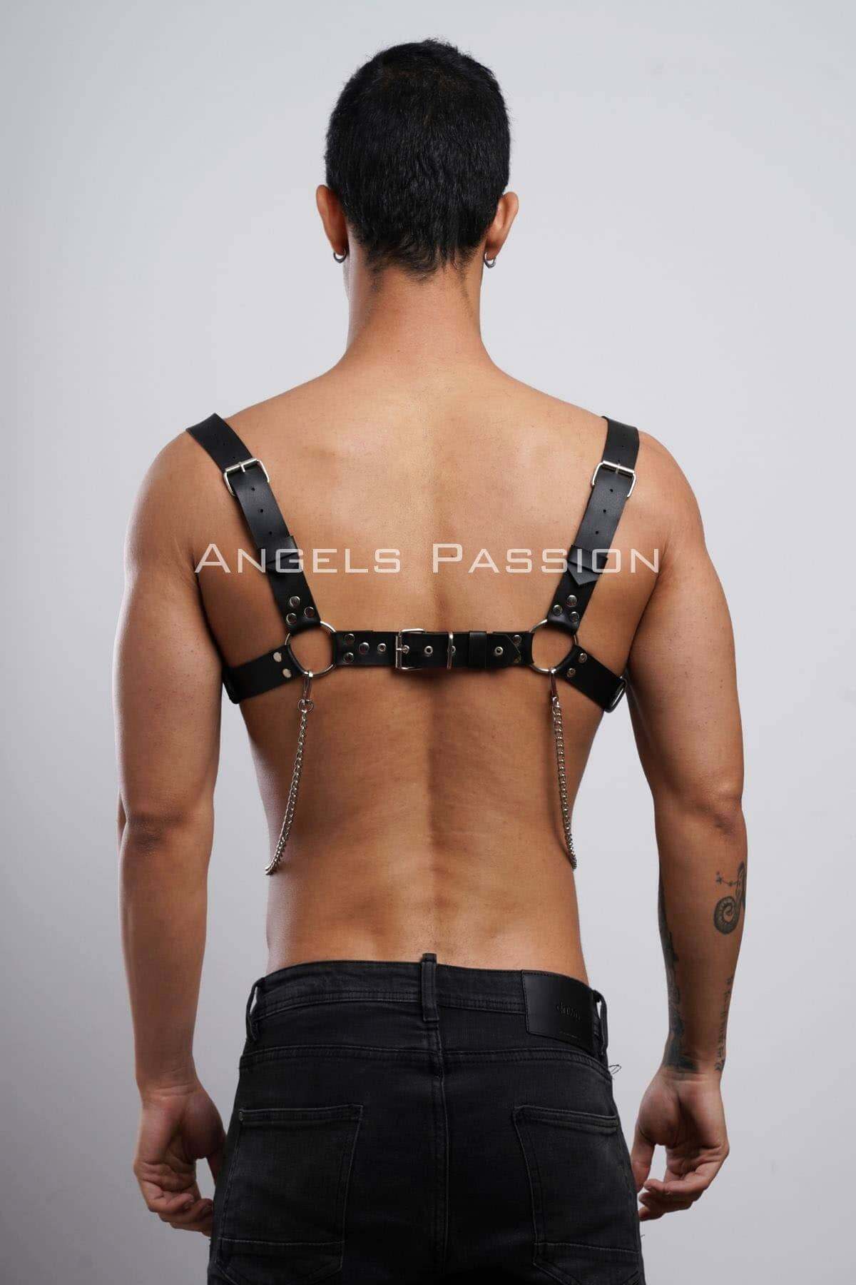 Angels Passion - 9 Chain Chest Harness - Men's Shirt Belt | Adjustable Leather Strap for Partywear - Image 9
