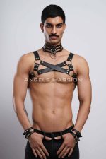 Men's Chest Harness – Adjustable Black & Red Gay Fantasy Wear With Sizes S-5XL - Image 2